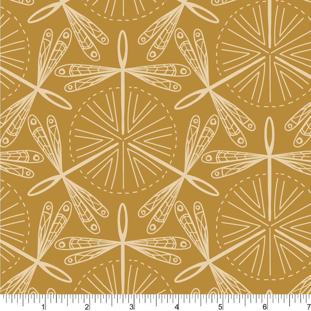 Upstate Quilt Fabric - Dragonfly Waltz in Gold - PH0543