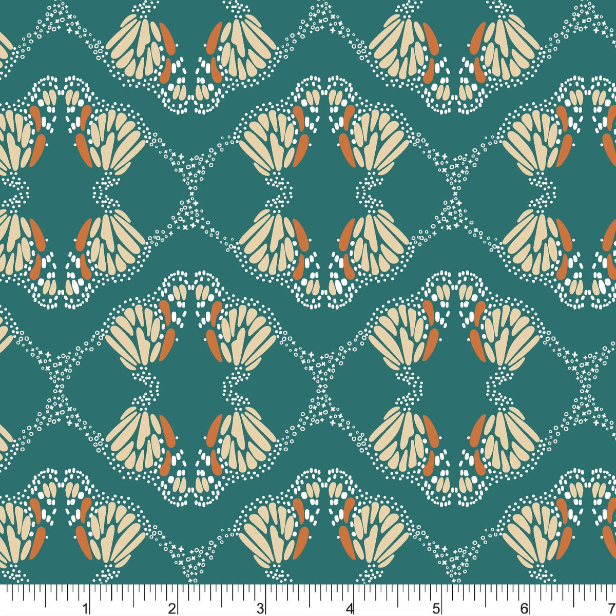 Upstate Quilt Fabric - Monarch Flight in Teal - PH0546