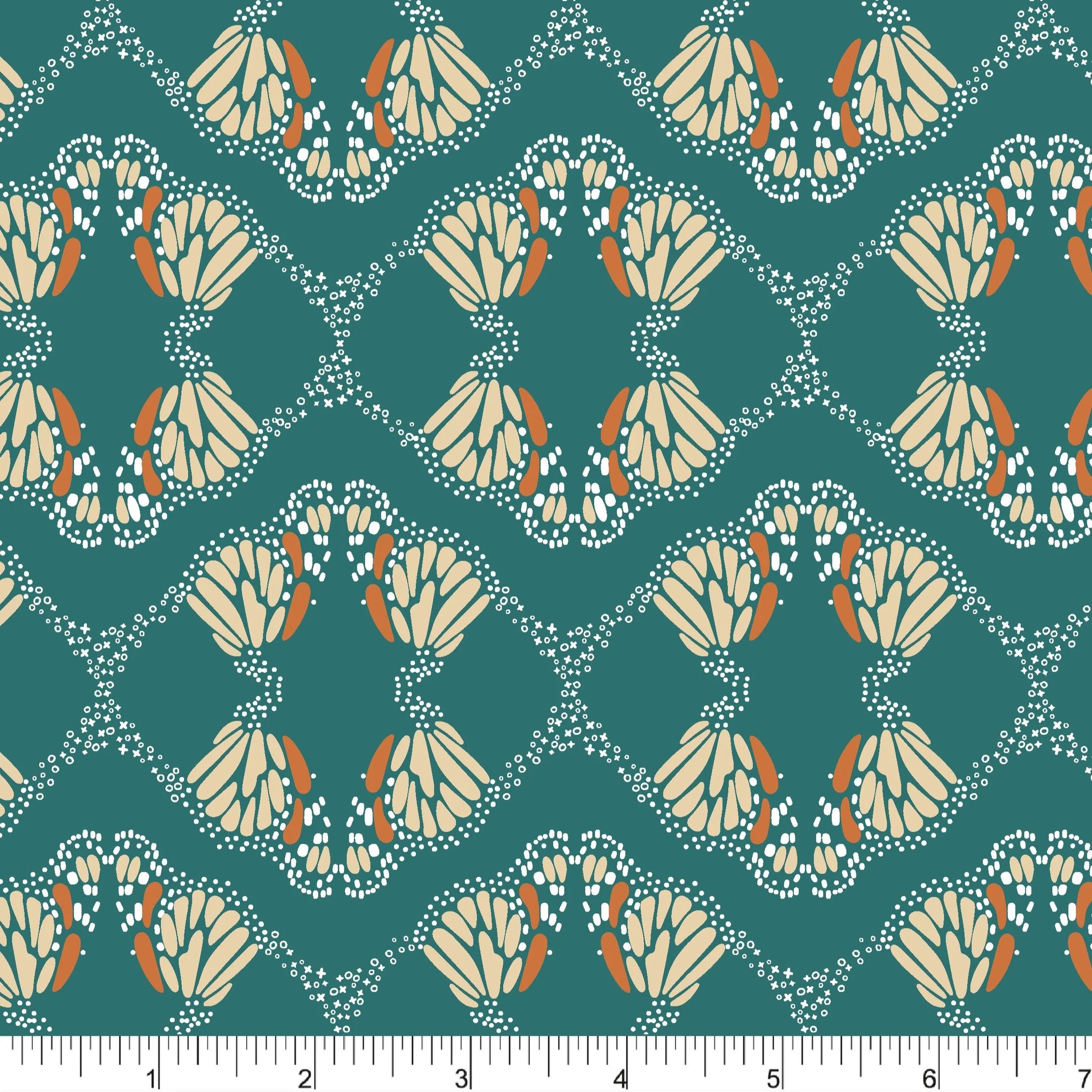 Upstate Quilt Fabric - Monarch Flight in Teal - PH0546