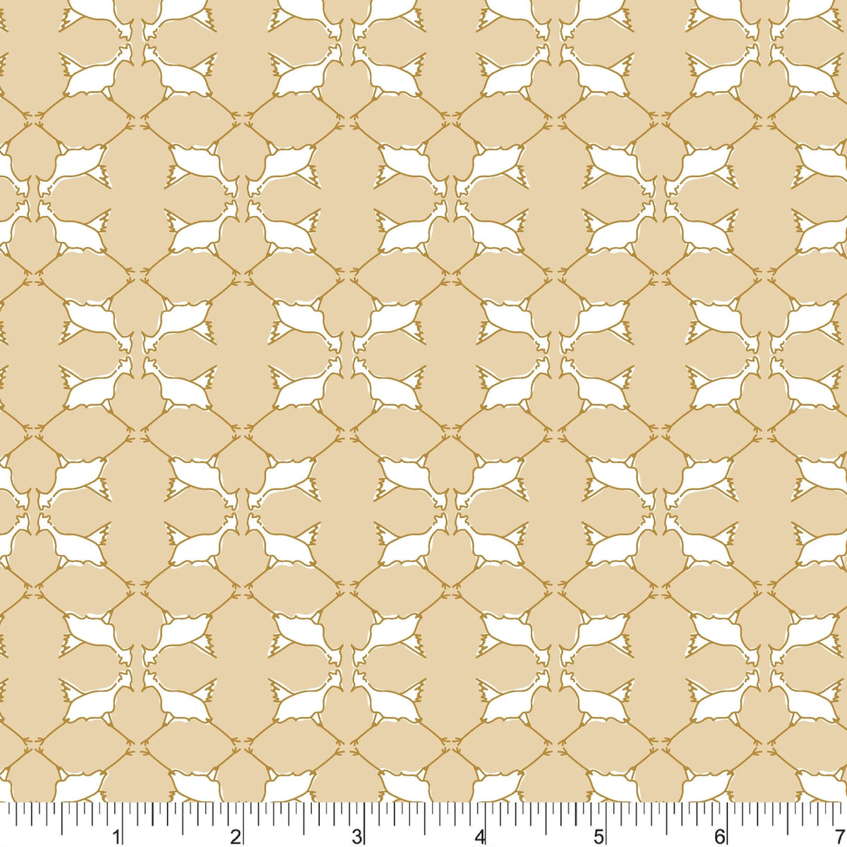 Upstate Quilt Fabric - Run Chicken Run in Tan - PH0545