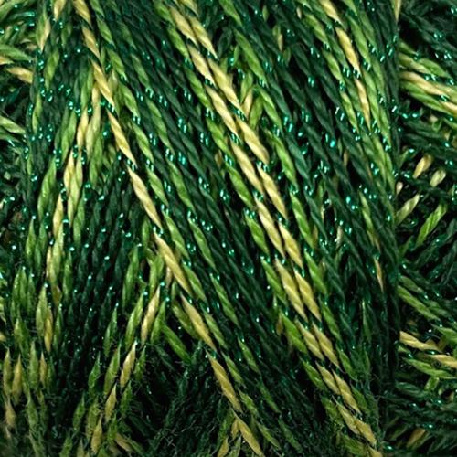 Valdani C704 Sparkle Grass, Green Variegated - Perle/Pearl Cotton Size 12, 109 yard ball - SPC12 C704
