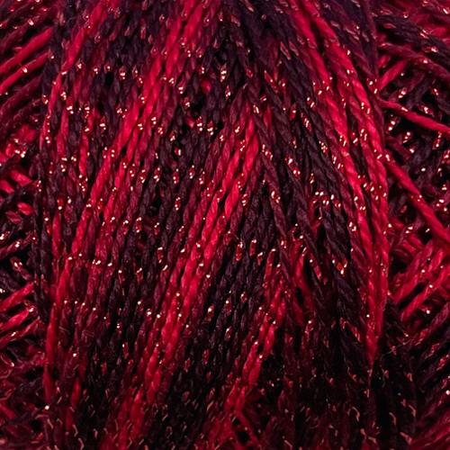 Valdani C709 Sparkle Garnet, Red Variegated - Perle/Pearl Cotton Size 12, 109 yard ball - SPC12 C709