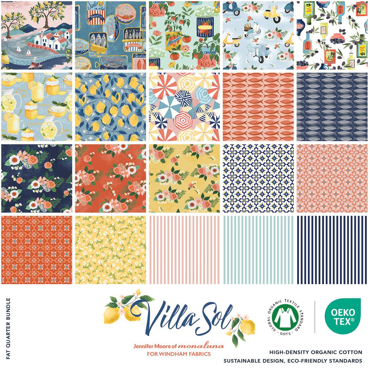 Villa Sol Quilt Fabric - 20 Piece Fat Quarter Bundle - FATQVILLA-X