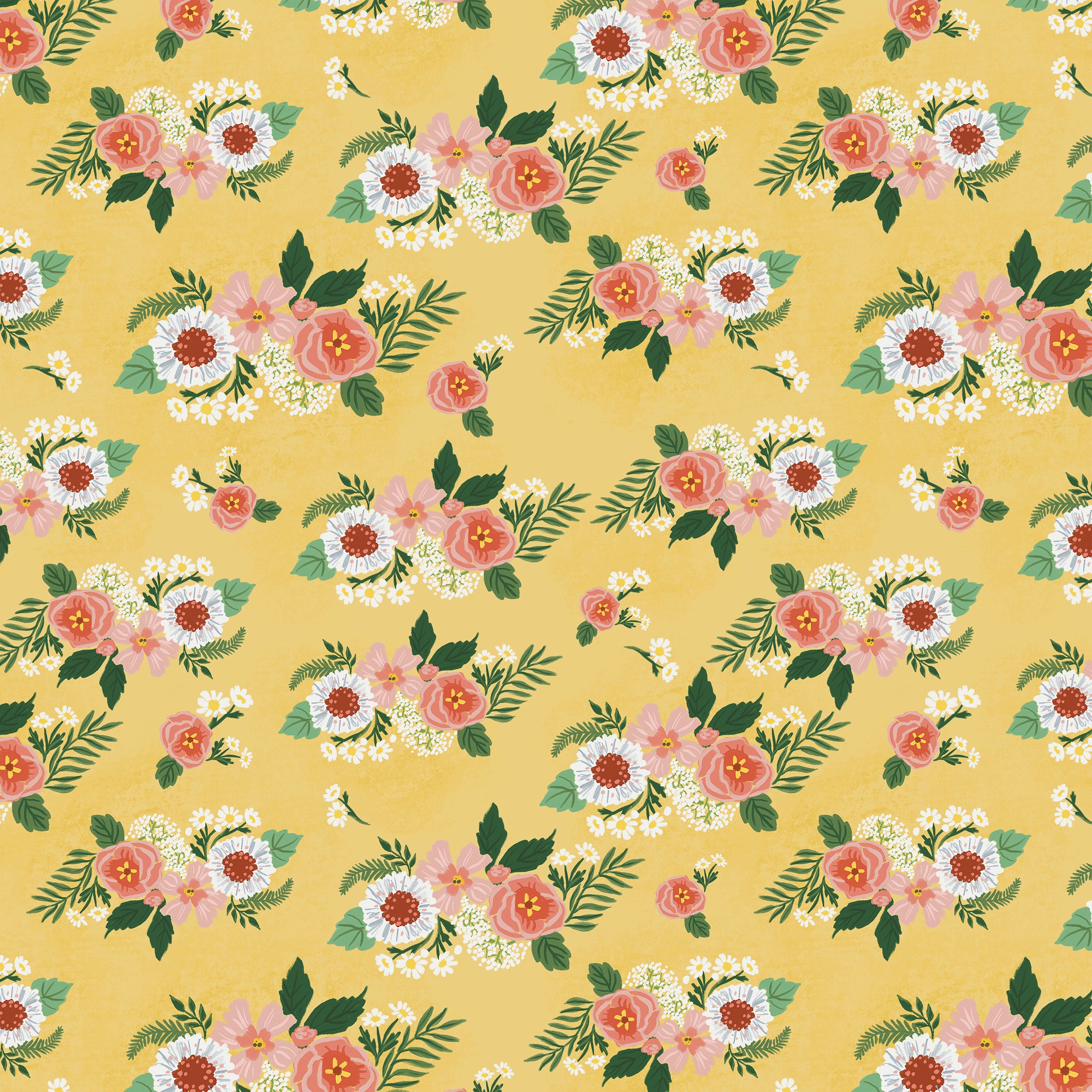 Villa Sol Quilt Fabric - Floral Bunches in Sunburst Yellow - 55232-10
