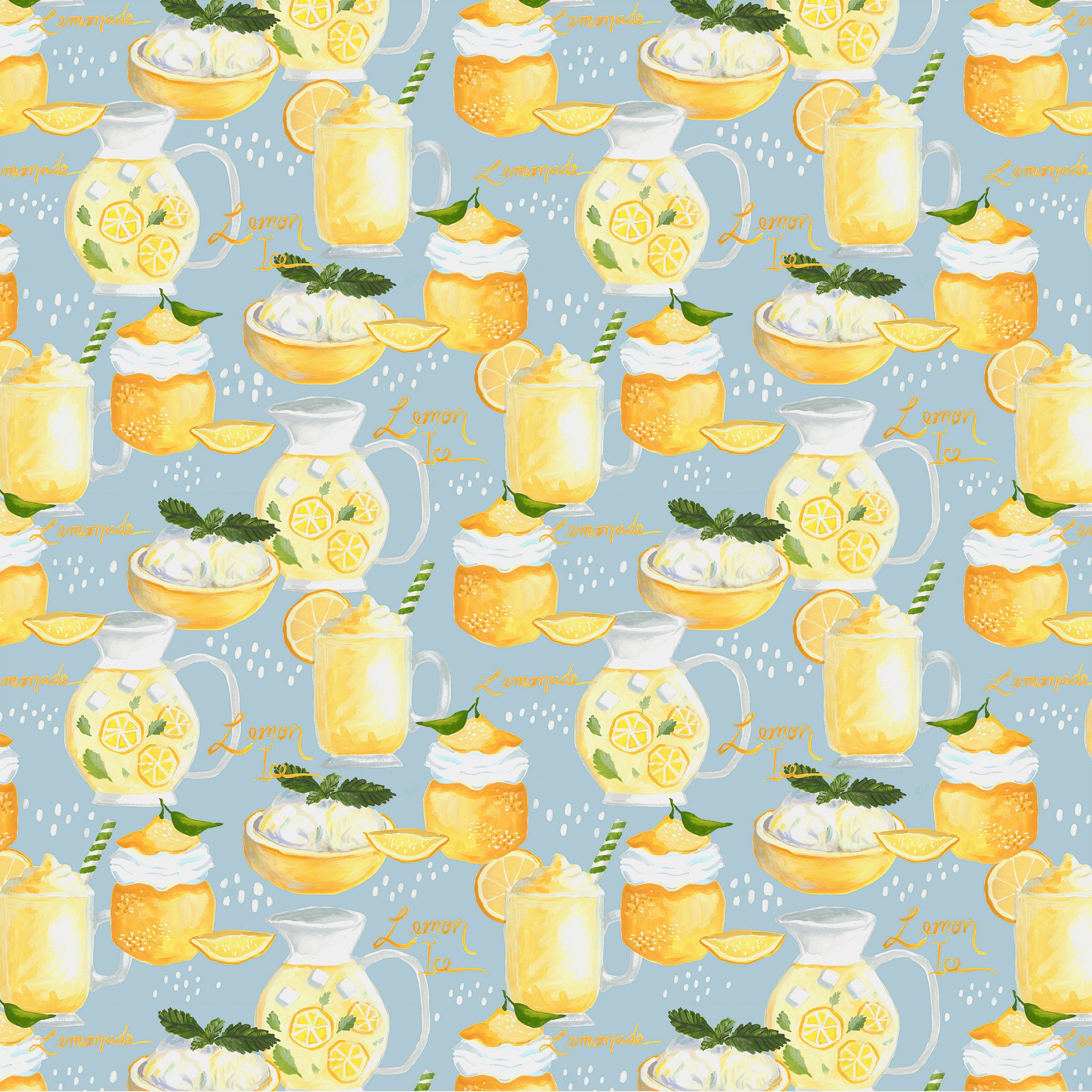 Villa Sol Quilt Fabric - Lemonade in Azure Blue - 55228-6