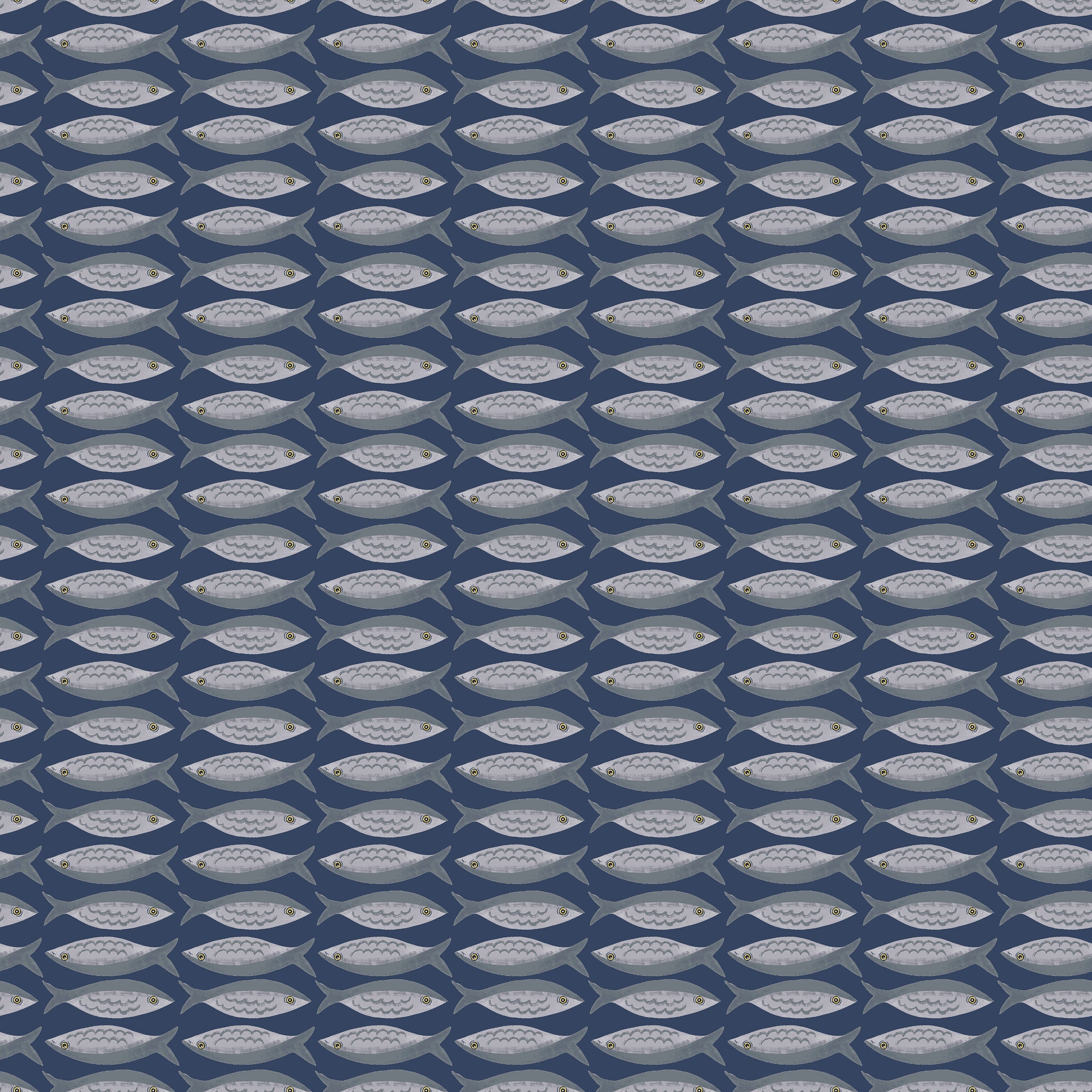 Villa Sol Quilt Fabric - Little Fishies in Navy Blue - 55231-8