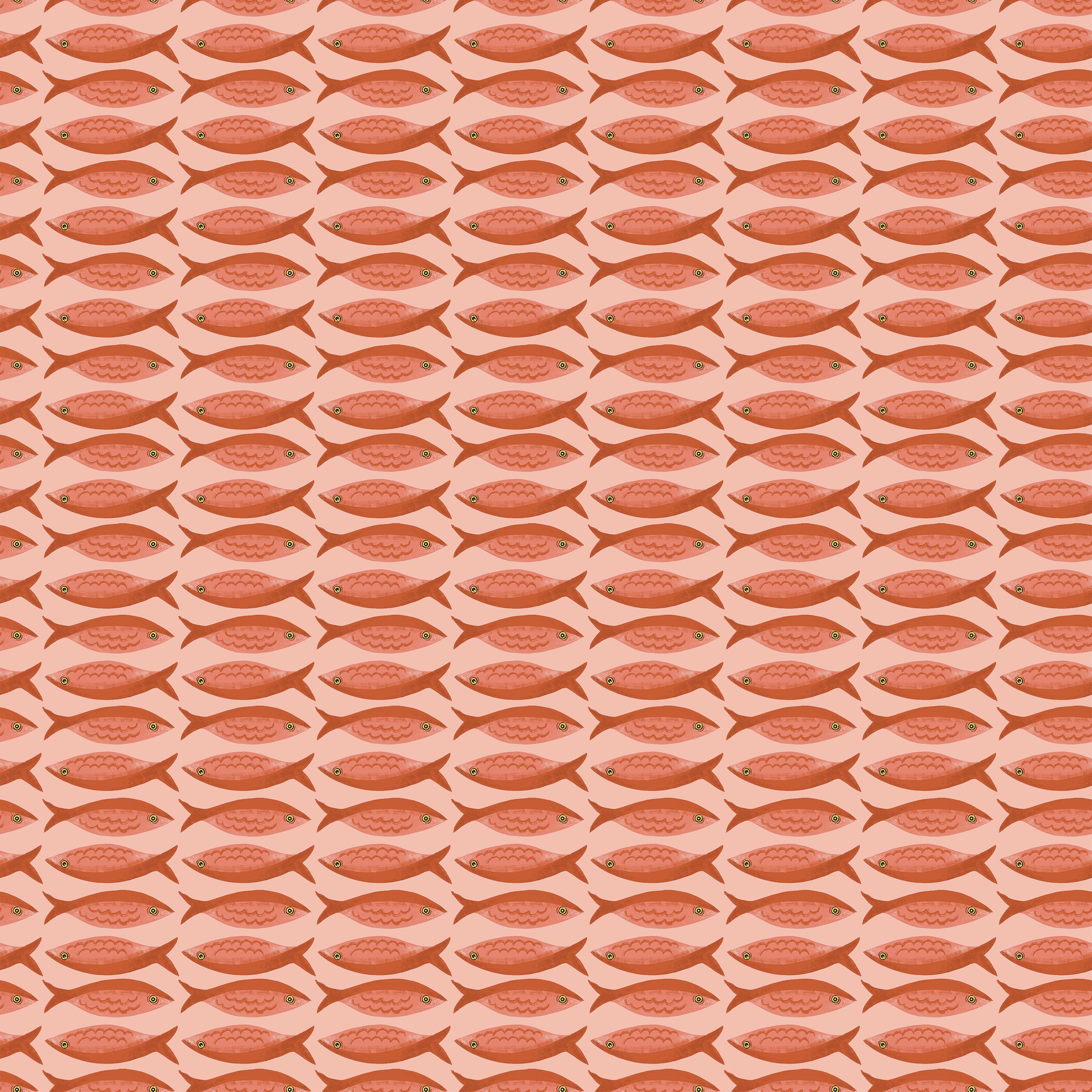 Villa Sol Quilt Fabric - Little Fishies in Salmon Pink - 55231-7