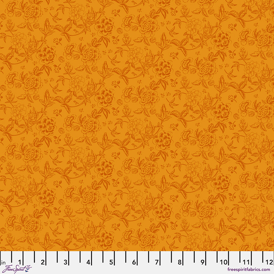Vintage Cloth Quilt Fabric - Honey Floral in Chateau Gold - PWSK075.CHATEAU