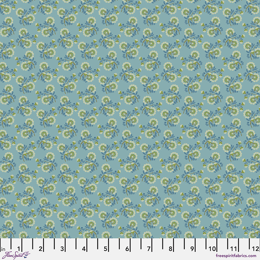 Vintage Cloth Quilt Fabric - Pond Floral in Vondel Blue - PWSK089.VONDEL