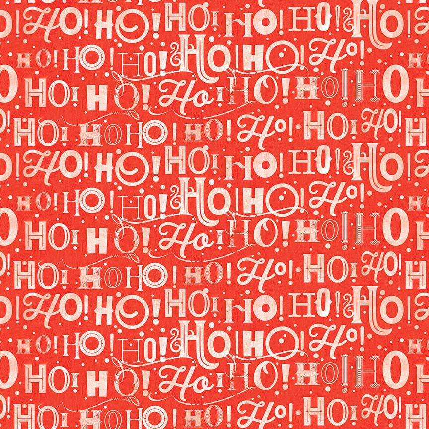 Vintage Whisper from Santa Quilt Fabric - Ho Ho Ho Allover in Red - 7028-88