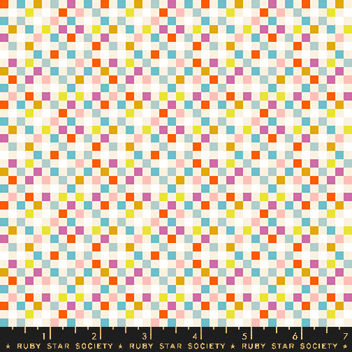 Washi Plus Quilt Fabric by Ruby Star Society - Checkmate in Natural Cream/Multi - RS1102 11