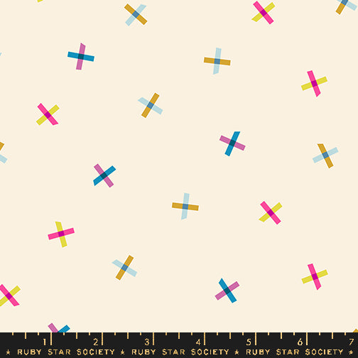 Washi Plus Quilt Fabric by Ruby Star Society - Plus Points in Natural Cream/Multi - RS1103 11