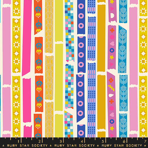 Washi Plus Quilt Fabric by Ruby Star Society - Yay It's Tape in Natural Cream/Multi - RS1100 11