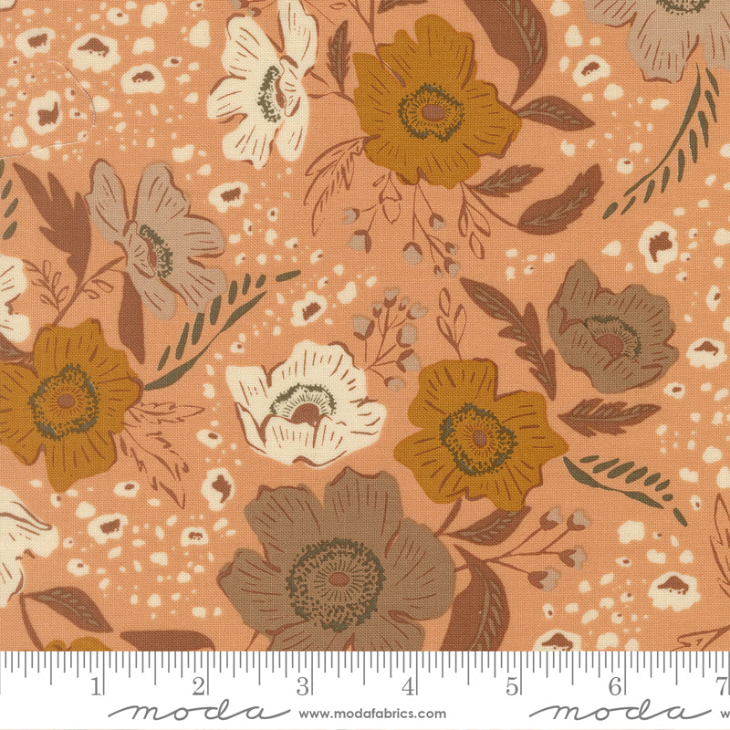 Wellspring Quilt Fabric - Flora Flourish in Coral Seashell Peach - 45670 14
