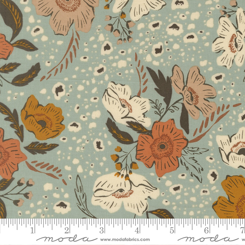 Wellspring Quilt Fabric - Flora Flourish in Storm Blue - 45670 16