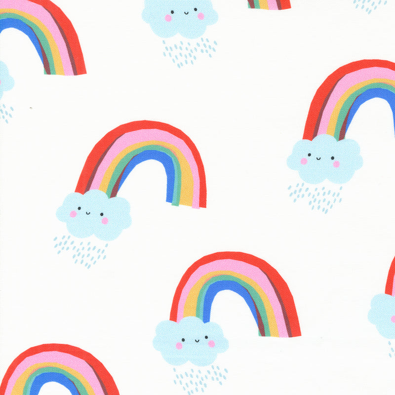 Whatever the Weather Quilt Fabric - Papercut Rainbows in Cloud White - 25145 11