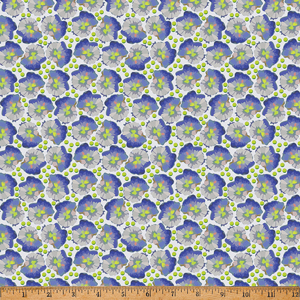 Whimsical Flower Garden Quilt Fabric - Flowers and Dots in Purple - W5538-14 PURPLE
