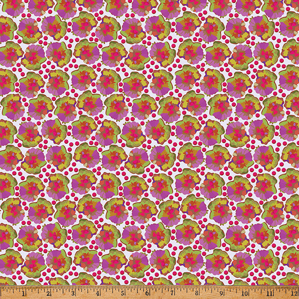 Whimsical Flower Garden Quilt Fabric - Flowers and Dots in Razzmatazz Pink/Purple - W5538-757 RAZZMATAZZ