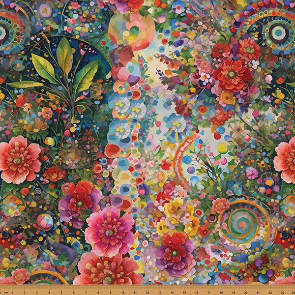 Whimsical Flower Garden Quilt Fabric - Large Scale Floral Collage in Multi - W5535-130 MULTI