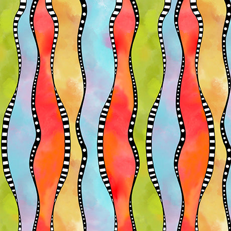 Whimsical Quilter Quilt Fabric - Wavy Stripe in Multi - 2600 30987 X
