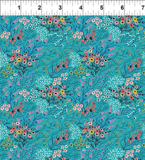 Whimsy Quilt Fabric - Bloom in Teal - 15WMS-1