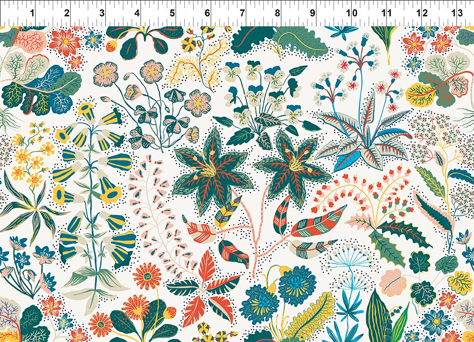 Whimsy Quilt Fabric - Garden in Cream - 1WMS-1