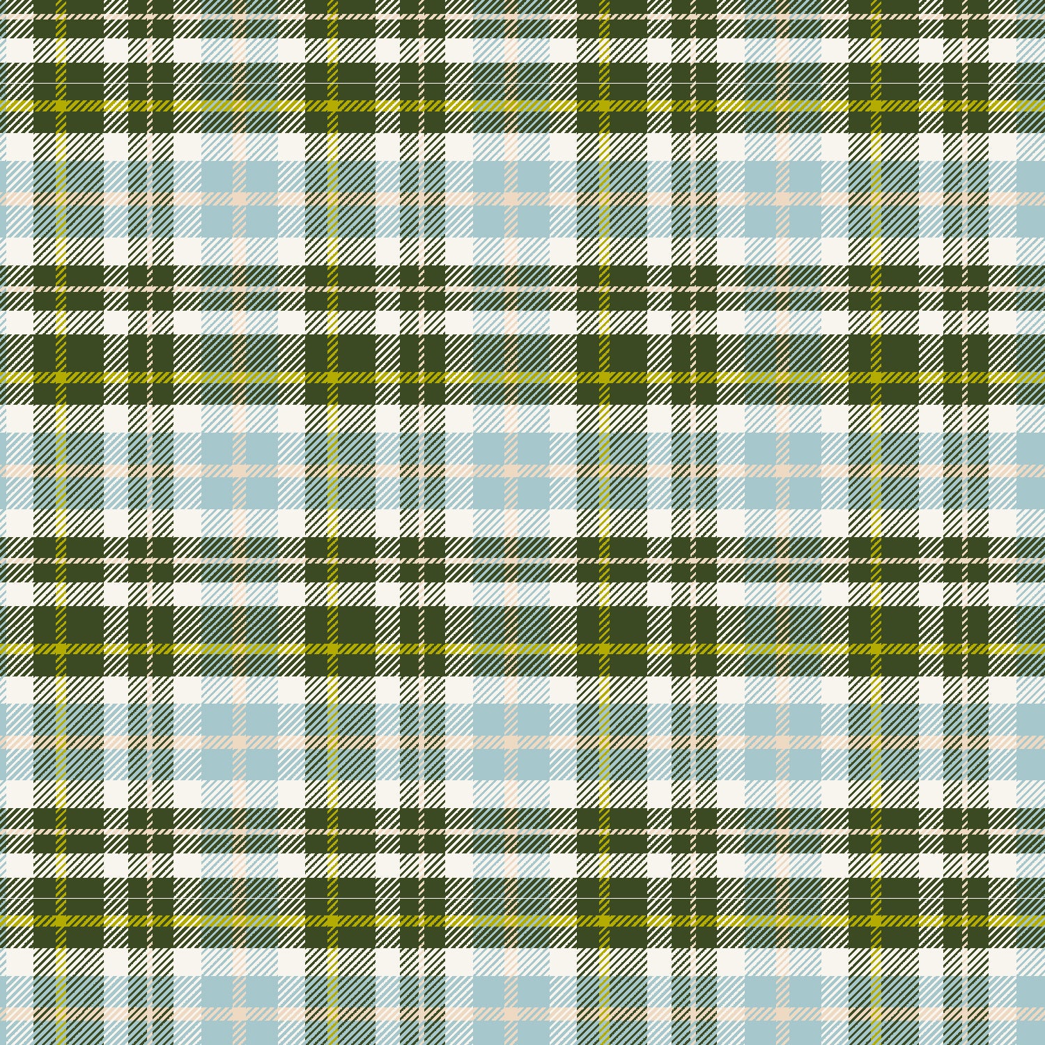 Whimsy and Lore Quilt Fabric - Clad in Plaid in It's Going to Be a Great Day Blue/Green- VD103-IG3