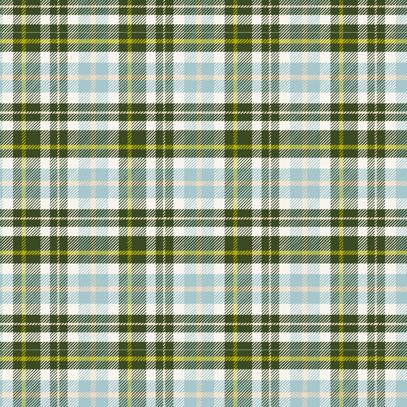 Whimsy and Lore Quilt Fabric - Clad in Plaid in It's Going to Be a Great Day Blue/Green- VD103-IG3