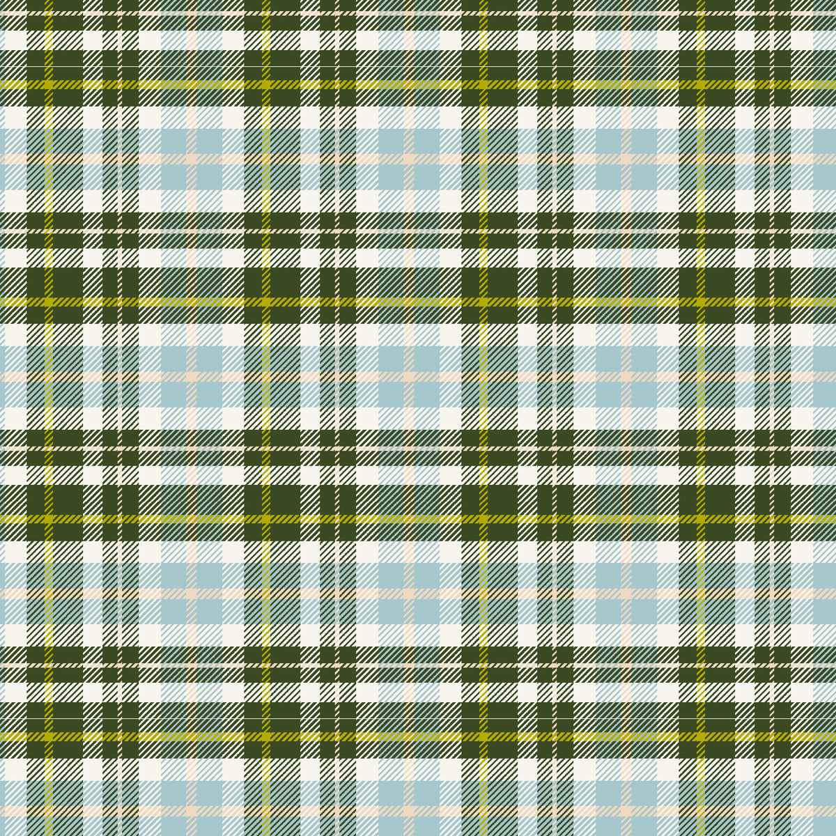 Whimsy and Lore Quilt Fabric - Clad in Plaid in It's Going to Be a Great Day Blue/Green- VD103-IG3