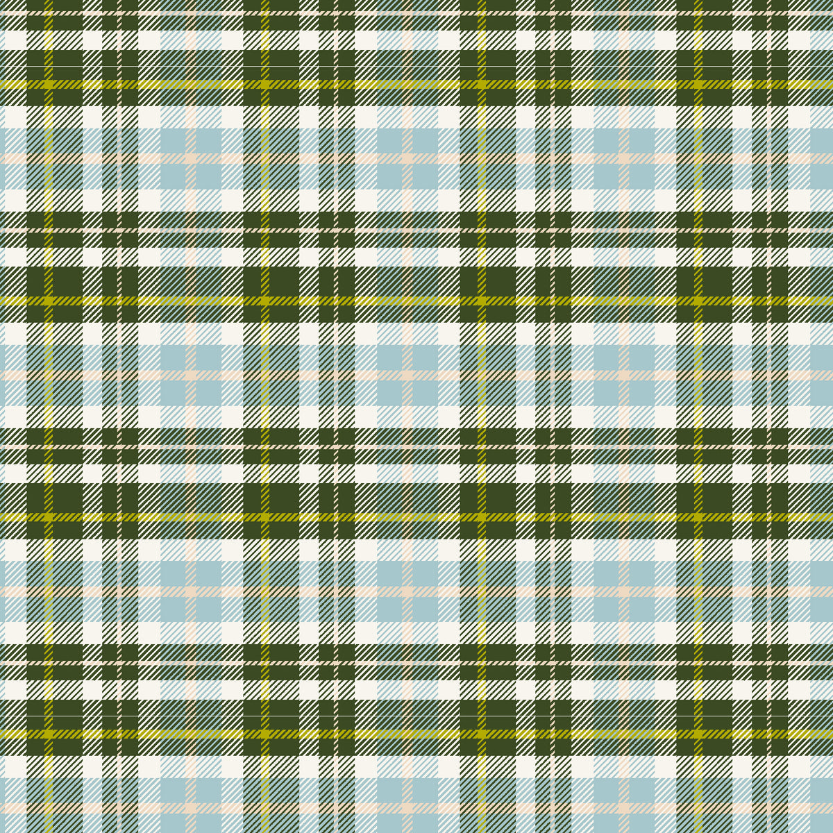 Whimsy and Lore Quilt Fabric - Clad in Plaid in It's Going to Be a Great Day Blue/Green- VD103-IG3