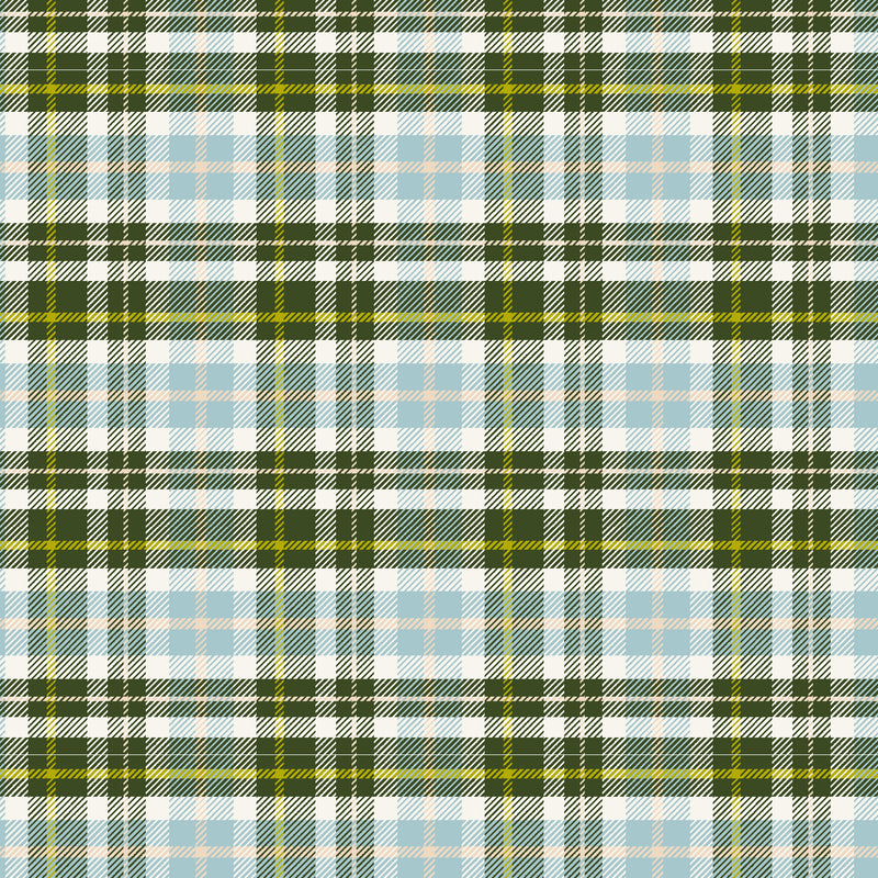 Whimsy and Lore Quilt Fabric - Clad in Plaid in It's Going to Be a Great Day Blue/Green- VD103-IG3