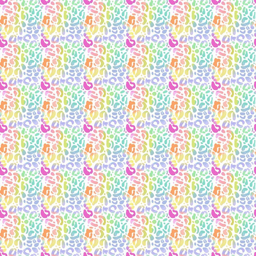 Wild Quilt Fabric - Leopard Print in Chroma White with Multi Spots - STELLA-DPJ3031 CHROMA