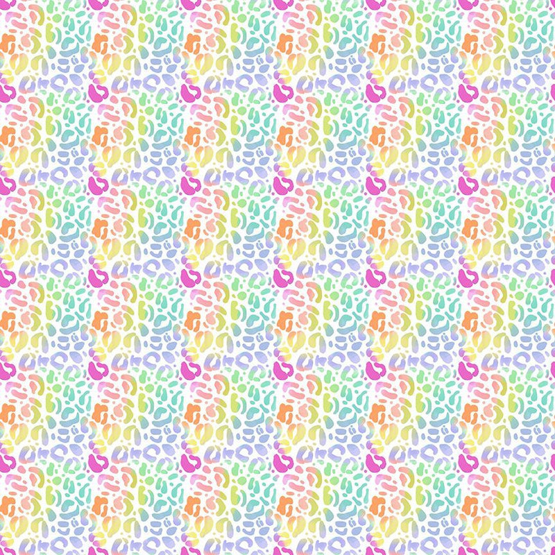 Wild Quilt Fabric - Leopard Print in Chroma White with Multi Spots - STELLA-DPJ3031 CHROMA