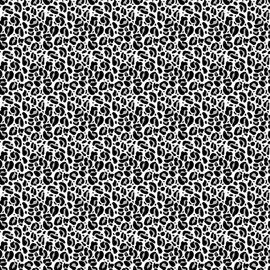 Wild Quilt Fabric - Leopard Print in Cloudy White with Black Spots - STELLA-DPJ3031 CLOUDY