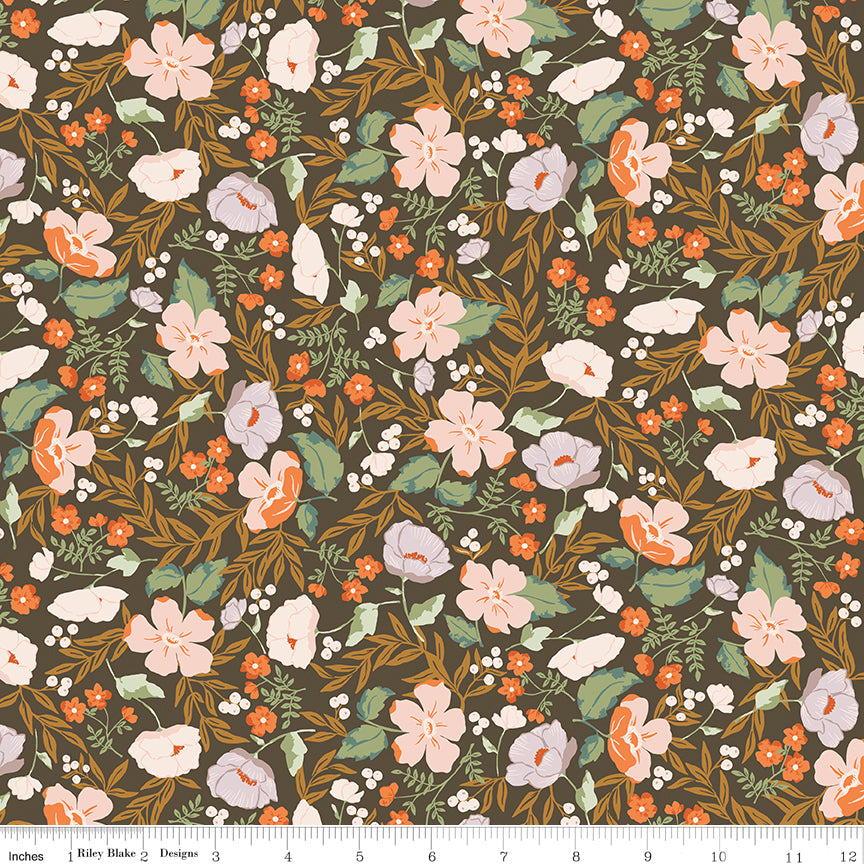 Winged Medley Quilt Fabric - Boho Blooms in Brown/Multi - C15912-BROWN