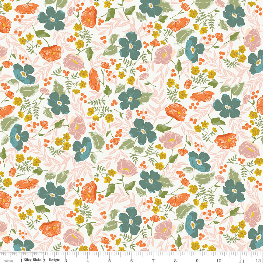 Winged Medley Quilt Fabric - Boho Blooms in Cloud White/Multi - C15912-CLOUD