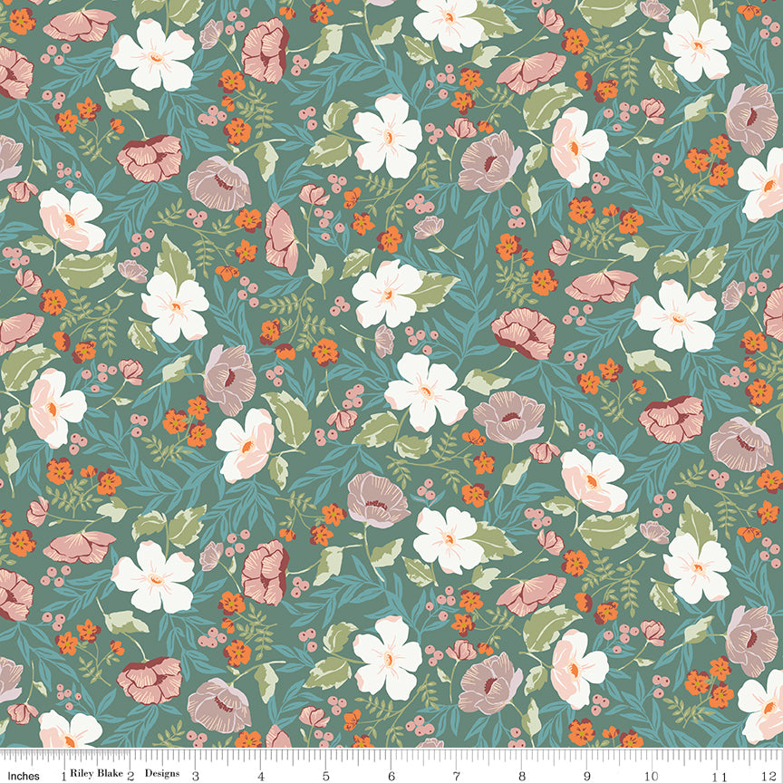 Winged Medley Quilt Fabric - Boho Blooms in Teal/Multi - C15912-TEAL