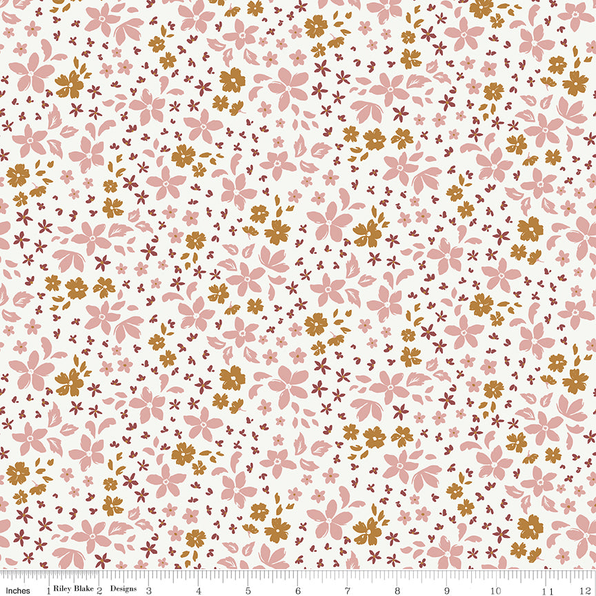 Winged Medley Quilt Fabric - Petals in Cloud White/Multi - C15913-CLOUD