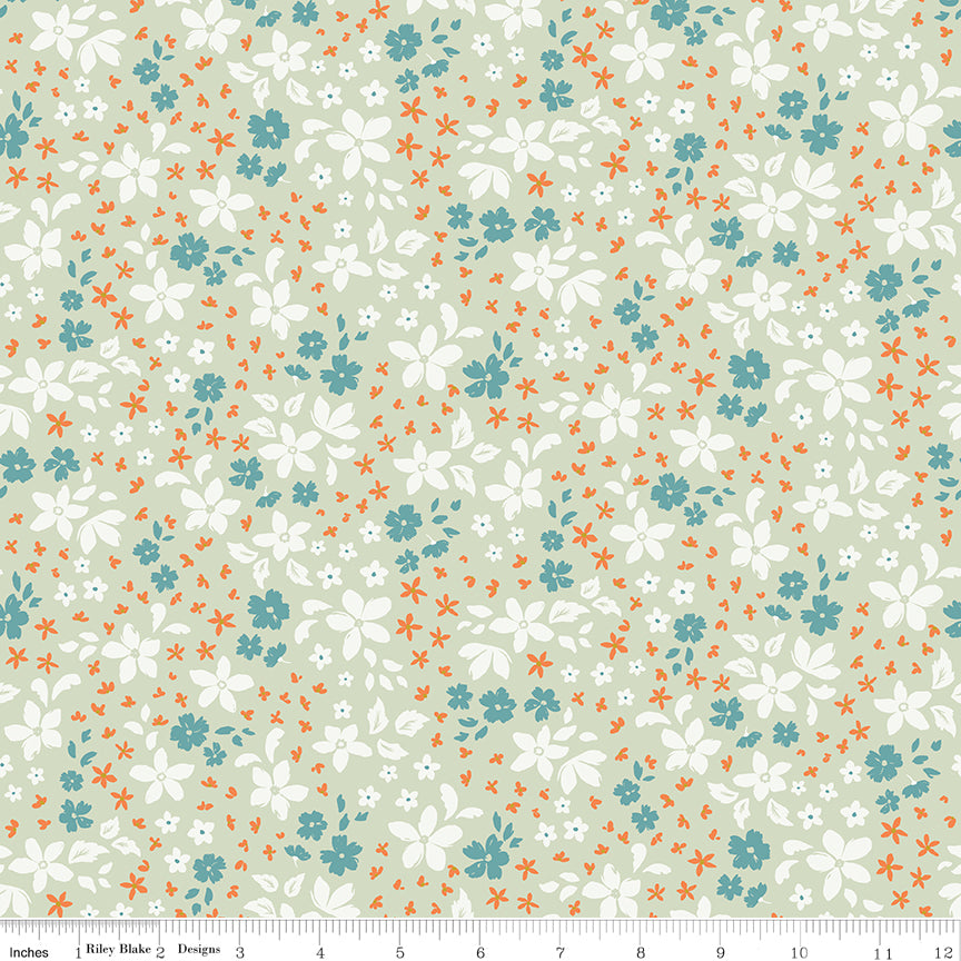 Winged Medley Quilt Fabric - Petals in Sage Green/Multi - C15913-SAGE