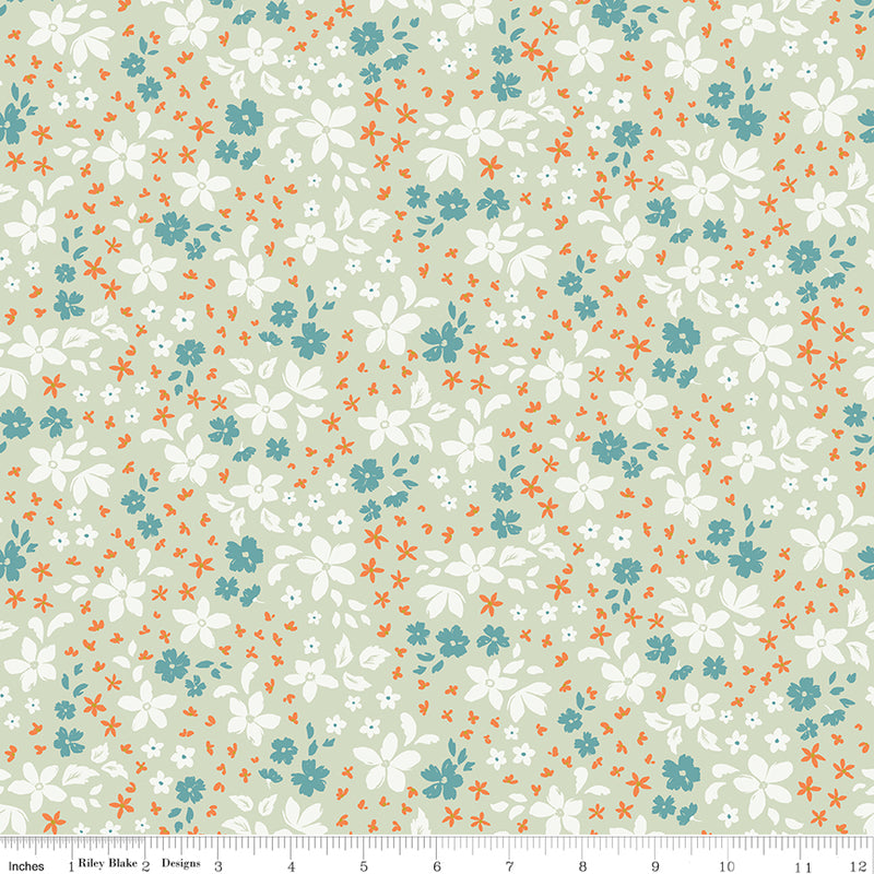 Winged Medley Quilt Fabric - Petals in Sage Green/Multi - C15913-SAGE