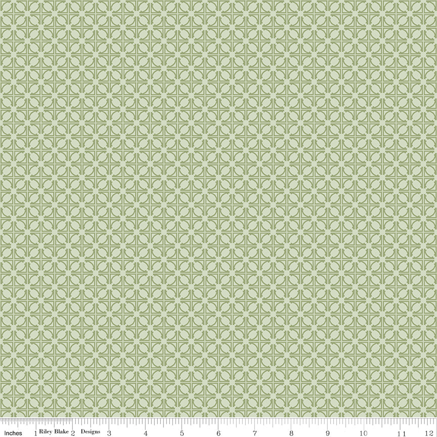 Winged Medley Quilt Fabric - Tile in Sage Green - C15916-SAGE
