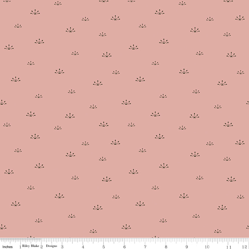 Winged Medley Quilt Fabric - Woodblock in Dusty Rose - C15915-DUSTYROSE
