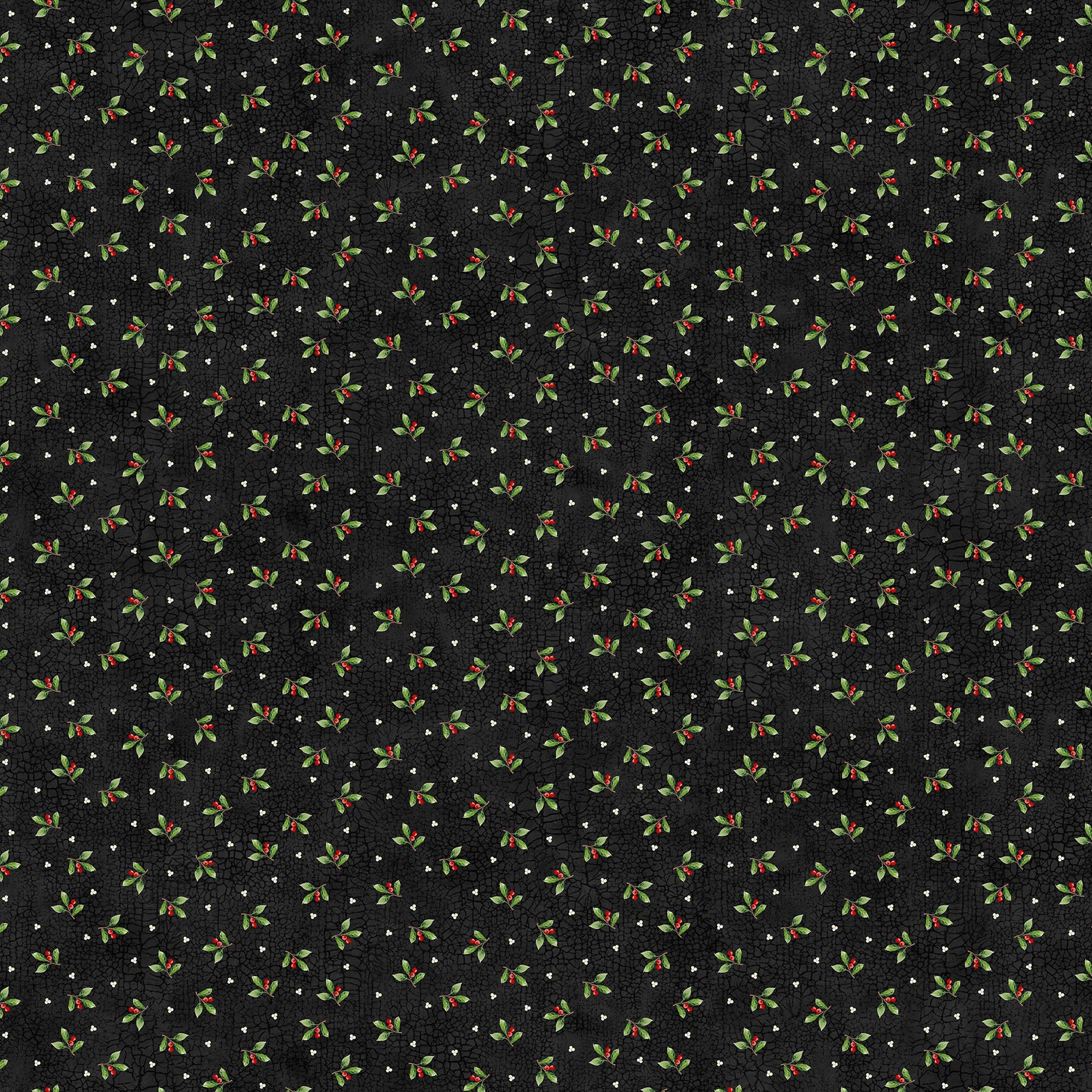 Winter Song Quilt Fabric -  Leaf Toss in Black/Multi - 27807-99