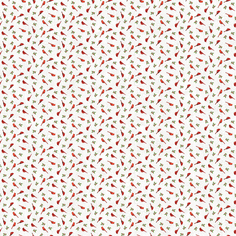 Winter Song Quilt Fabric -  Mini Birds in White/Multi - 27805-10