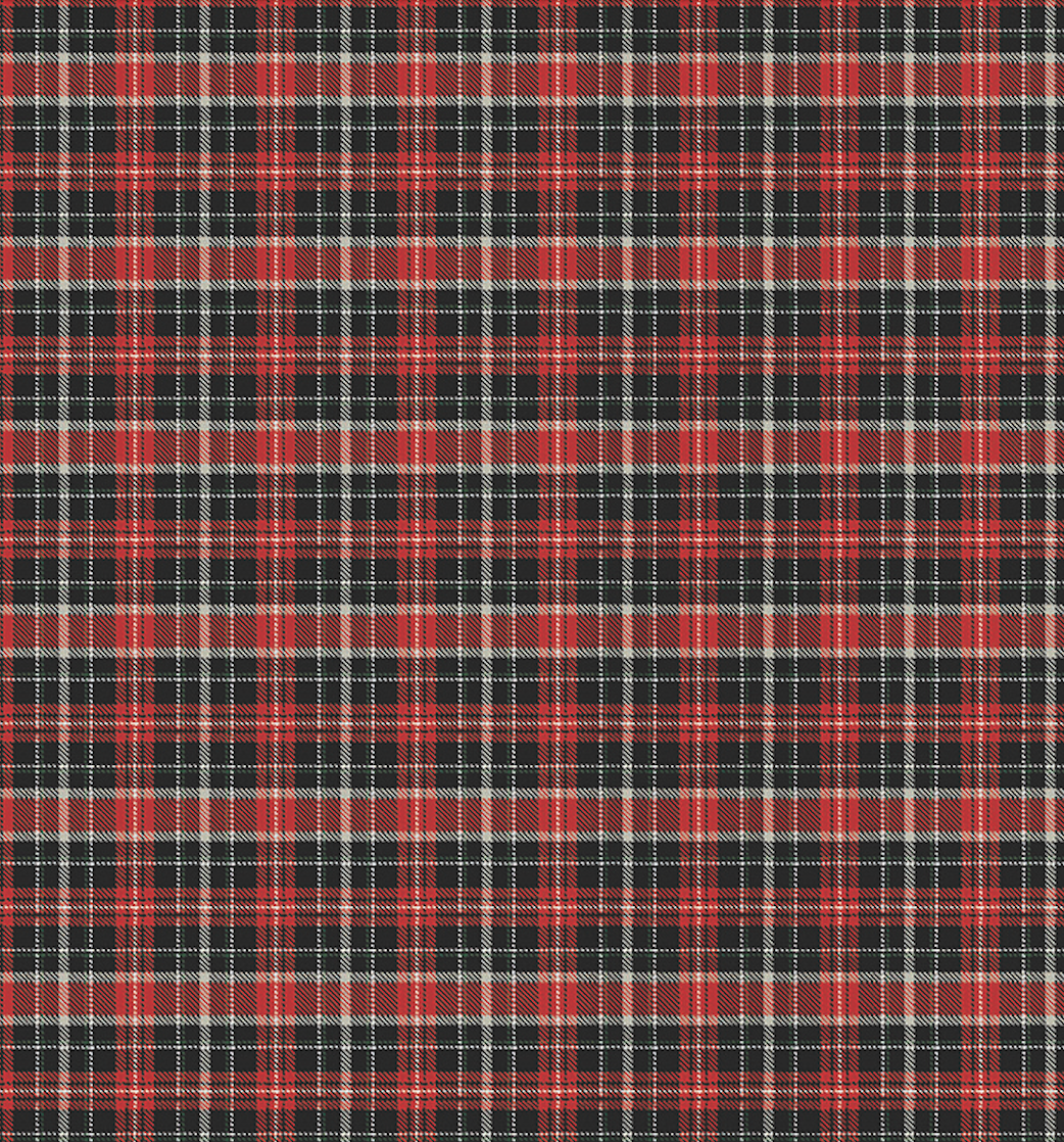 Winter Song Quilt Fabric -  Plaid in Black/Red - 27808-24
