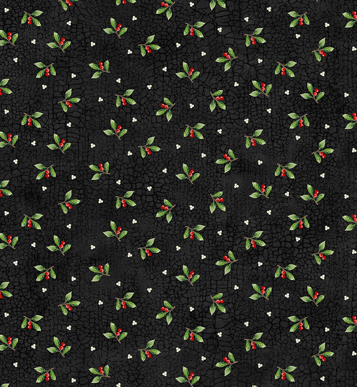 Winter Song Quilt Fabric -  Leaf Toss in Black/Multi - 27807-99