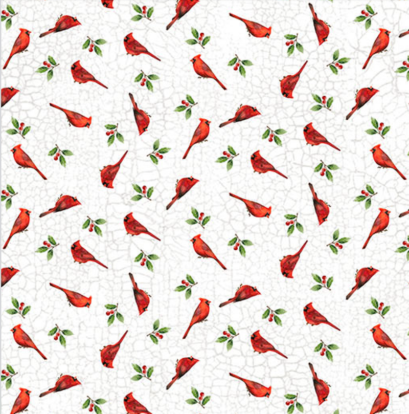 Winter Song Quilt Fabric -  Mini Birds in White/Multi - 27805-10