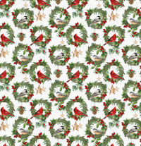 Winter Song Quilt Fabric -  Wreaths in White/Multi - DP27803-10
