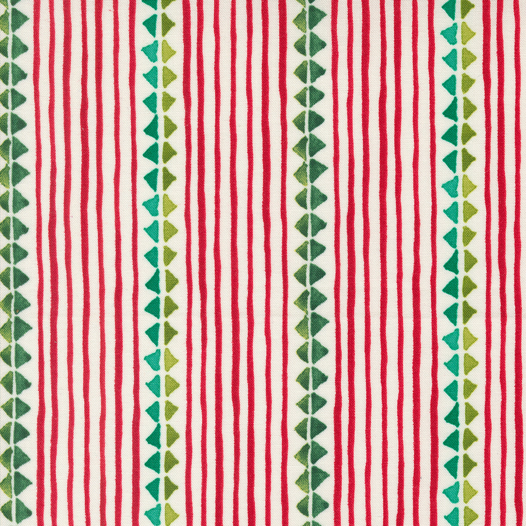 Winterly Quilt Fabric - Christmas Ribbon Stripes in Cream  - 48763 11