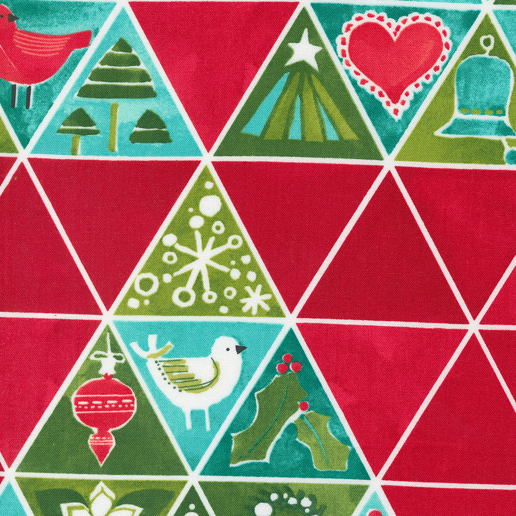 Winterly Quilt Fabric - Christmas Tree Mosaic in Crimson Red  - 48765 15